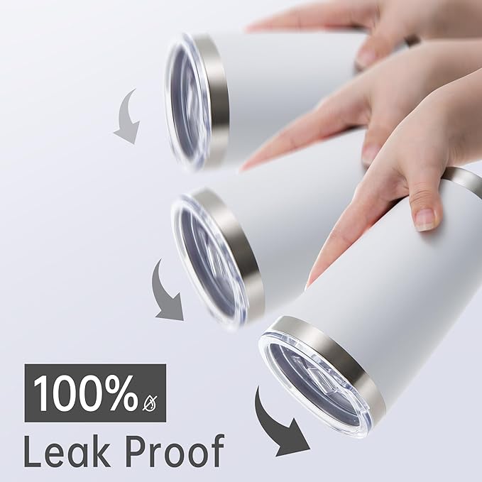 20 oz Tumblers Bulk Stainless Steel Tumbler with Lid Double Wall Vacuum Insulated Coffee Mug 20oz Powder Coated Cup for Hot and Cold Drinks, White, 12 pack