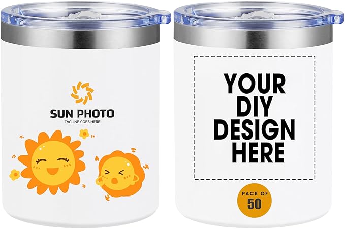 Personalized Custom Tumbler Print in USA 12oz 50Pcs Stainless Steel Travel Coffee Cup with Lid & Straw Double Wall Insulated Mug With Colorful Text Logo Photo