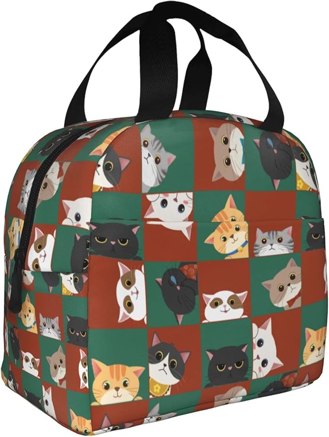 Cat Lunch Bag Kids Cute Insulated Cat Lunch Box for Girls Women Men Reusable Lunch Tote for Office Work Picnic Hiking