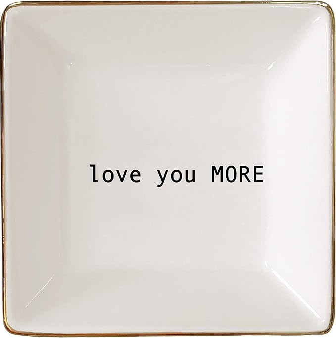 Simply Charmed Love You More Gift | Husband and Wife Ring Dish | Jewelry Ring Holder | Elegant Trinket Tray Organizer Dish