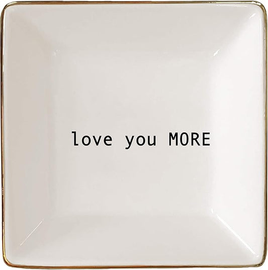 Simply Charmed Love You More Gift | Husband and Wife Ring Dish | Jewelry Ring Holder | Elegant Trinket Tray Organizer Dish