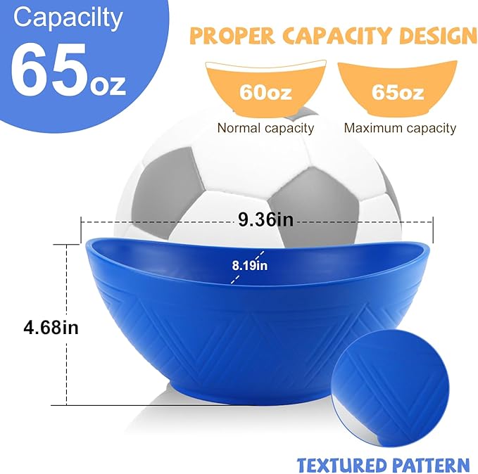 Wrova Large Wheat Straw Bowls,Big Salad Bowls set of 2,Unbreakable Serving Bowls Microwave & Dishwasher Safe, Alternative for Plastic Bowl Sets for Kitchen.Blue