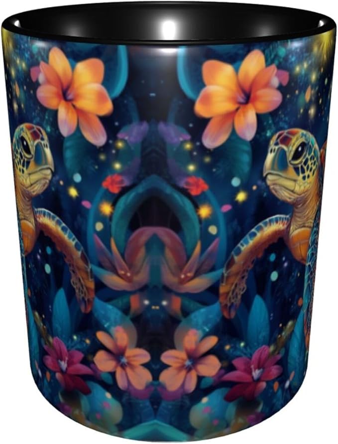 Yrebyou Sea Turtle Coffee Mug Funny Tea Cup Ceramic Mugs 11OZ with Handle Gifts for Women Men Home Office Decor