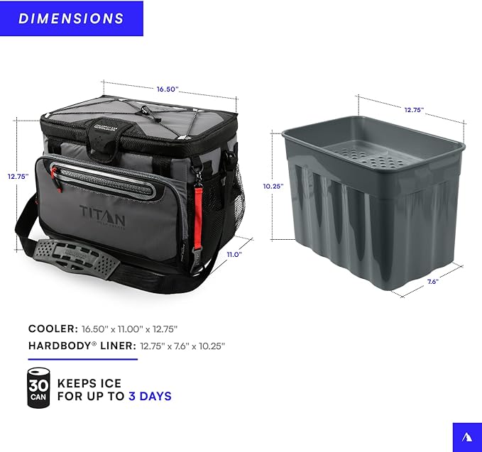 Titan by Arctic Zone Deep Freeze Cooler - Zipperless Hardbody Cooler - Deep Freeze Insulation, HardBody Liner, and SmartShelf