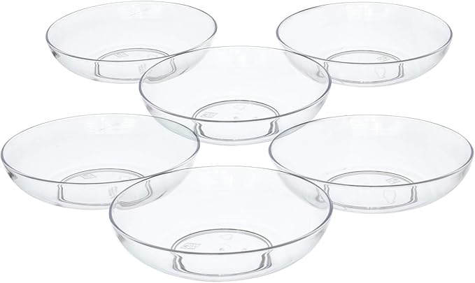 Royal Imports 6" Clear Plastic Saucer Plant Drip Tray, Low Pie Plate, Floral Flower Dish, Wedding, Party, Home and Holiday Decor, 6 Pack