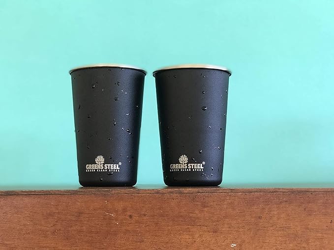 Stainless Steel Cups - 16 oz Pint Tumbler (4 Pack) - Premium Metal Drinking Glasses | Stackable Durable Cup (16 oz Black)