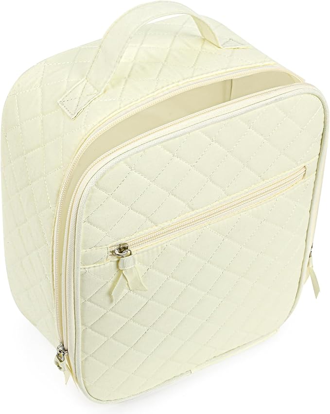 Aileam Lunch Box Lunch Bag for Women Cute Girls Lunch Box Insulated Womens Lunch Bag For Work Quilted Large Capacity Reusable Insulated Cooler for Work School Picnic Travel, Cream White