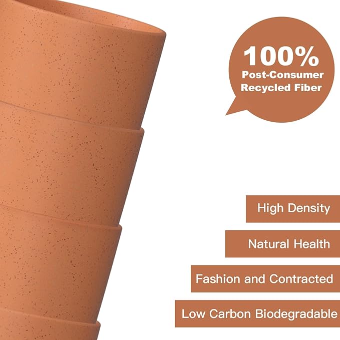 Homienly Plastic Cups Reusable Wheat Straw Cups 8 PCS a Good Alternative Plastic Water Glasses Unbreakable Drinking Cup Reusable Dishwasher Safe Microwave Safe Cups with Orange Color (20 OZ)
