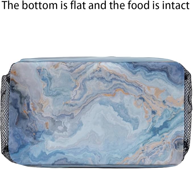 Blue Marble Lunch Bag for Women Men Cute Large Capacity Thermal Lunch Tote Reusable Washable with Adjustable Shoulder Strap and Dual Large Mesh Side Pockets