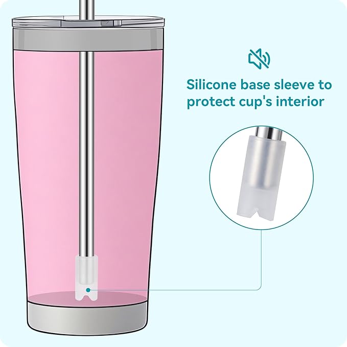 6 Pcs Reusable Metal Straws, Stainless Steel Straws with Silicone Tip for 20 oz Tumbler, Long Drinking Replacement Straw for YETI, STANLEY, US Acrylio, BJPKPK, Simple Modern and so on