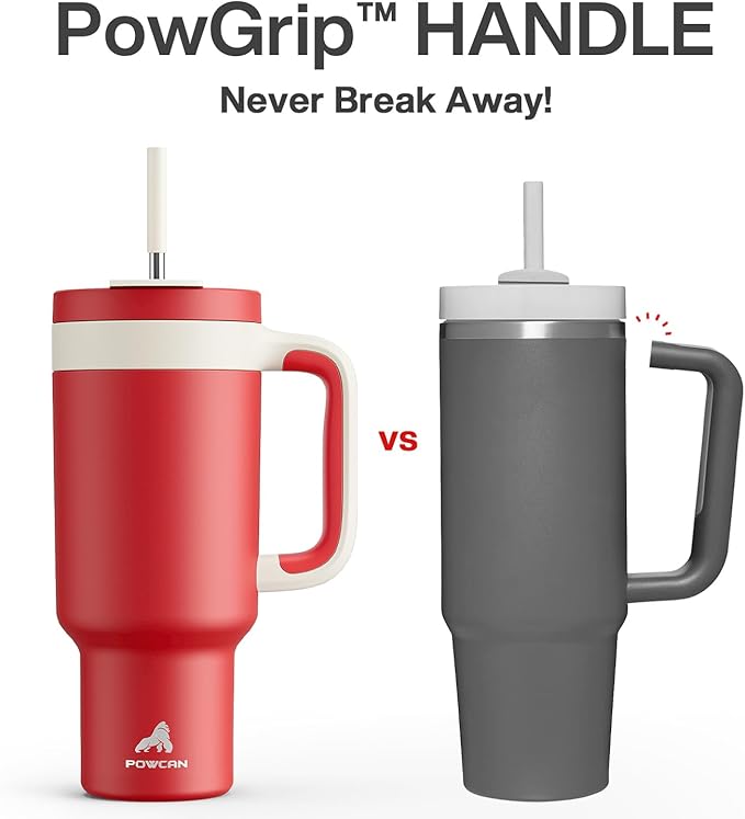 40 oz Tumbler with Handle, 2-in-1 Straw and Sip Lid, Leakproof, Dishwasher Safe, Insulated Stainless Steel Travel Coffee Mug, Keeps Cold for 34 Hours, Fits in Car Cup Holder (Passion)