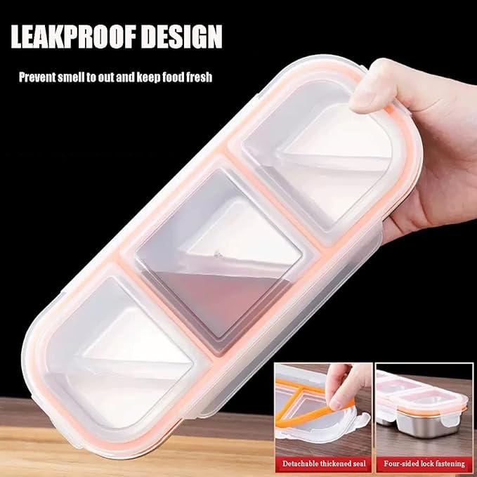 YINHAIJIE Stainless Steel Snack Containers, Double/2 Compartment Snack Containers with Lids for Kids Adults,Divided Food Storage Containers for School, Home, Travel