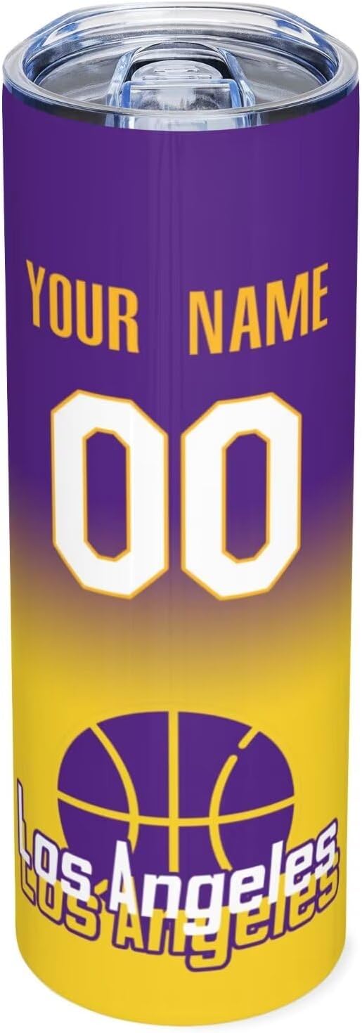 Custom Tumblers Stainless Steel Cup Personalized Basketball Insulation Travel Mug Add Your Name Number 20 oz Fans Gift for Men Women