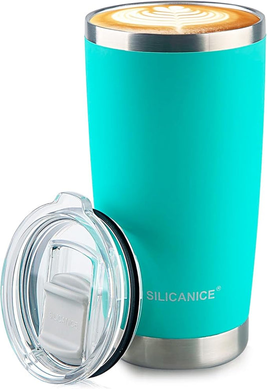 Tropical Teal 20oz Stainless Steel Insulated Tumblers with Lid,Spill Proof,Dishwasher Safe,Colorless & Odorless Thermal Hot & Cold Coffee Cup,Swig Water Bottle & Smoothies Travel Mugs,Mother,Green,Tea