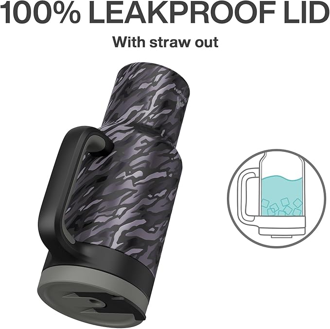 40 oz Camo Tumbler with Handle, 2-in-1 Straw and Sip Lid, Leakproof, Dishwasher Safe, Insulated Stainless Steel Travel Coffee Mug, Keeps Cold for 34 Hours, Fits in Car Cup Holder (Shadow Camo)