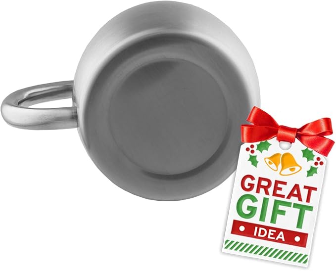 Stainless Steel Coffee Mugs with Lid (Set of 2) - 14 oz Double Walled Steel Coffee Glasses with Lid & Handle - Travel, Outdoor, Camping - Vacuum, Shatterproof, Durable