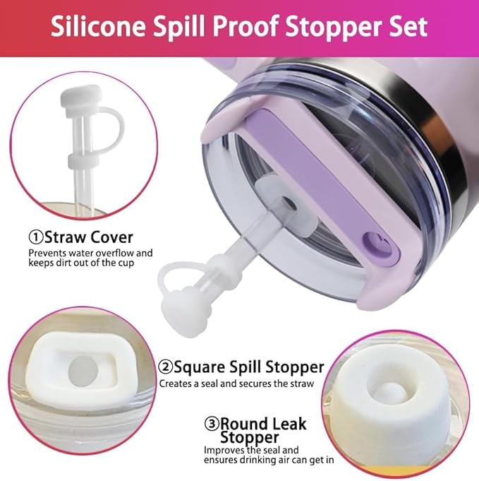 Straws for Stanley 30 oz Cup, Replacement Straw and Straw Topper for Stanley Cup 30oz, Spill Proof Straw Stopper, 6 Reusable Straws Leakproof Straw Cap Accessories for Stanley Cup, Clear