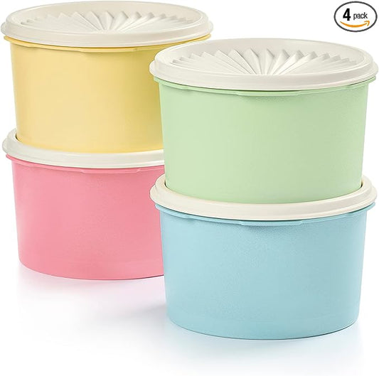 Tupperware Heritage Collection 8 Piece Food Storage Canister Set in Vintage Colors, Dishwasher Safe and BPA Free (4 Containers, 4 Lids)