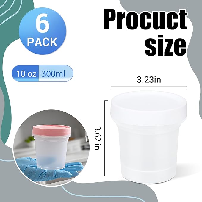 6 Pack 10oz Food Storage Containers, Plastic Containers with Twist Top Lid, Reusable Dishwasher Freezer Safe Airtight, Takeout Container - Ideal for Soup and More