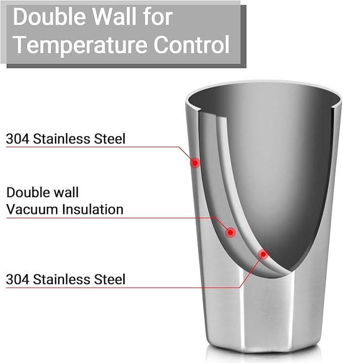 Beasea Stainless Steel Cups 15 oz, 4 Pack Large Stackable Double Wall Insulated Stainless Steel Tumbler Bulk for Drinking Metal Pint Glasses Tin Cups Home Restaurant Office Party Camping