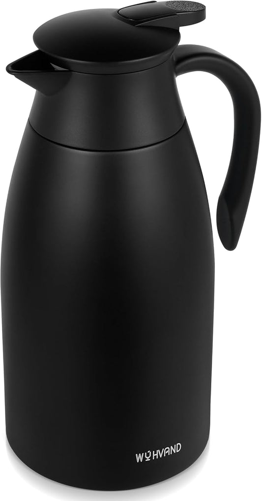 68 Oz Thermal Coffee Carafe, Stainless Steel Insulated Vacuum coffee crafts to keep coffee hot, 2 Liter Tea Water Coffee and Beverage Dispenser (Black)