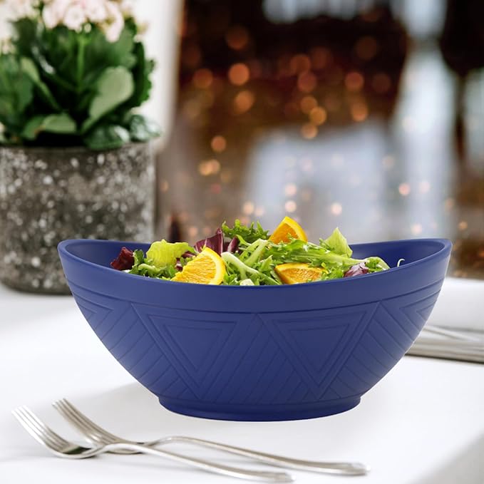 Wrova 65oz Large Salad Bowls Deep Blue - Wheat Straw Serving Bowls Set of 4 - Unbreakable Serving Bowls Dishware & Microwave Safe - BPA Free Bowl for kitchen,camping