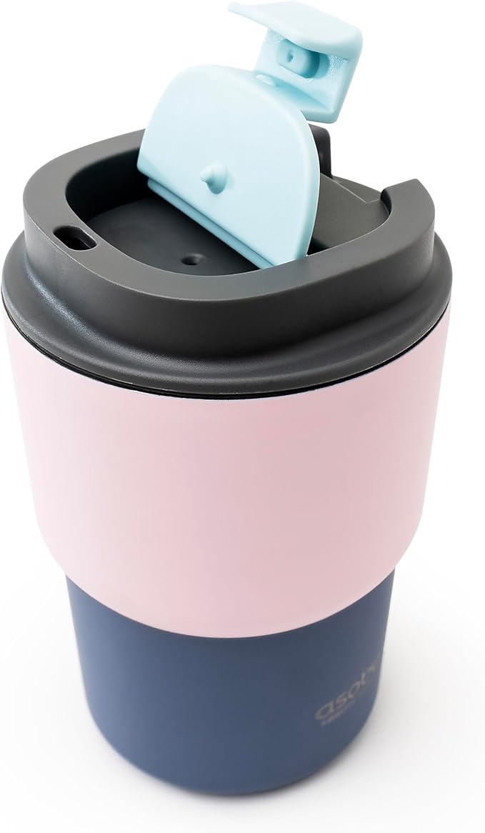 asobu Ultimate Stainless Steel Ceramic Inner Coating Coffee Mug with Double Walled Copper Lining Insulation, 12 Ounces (Pink)