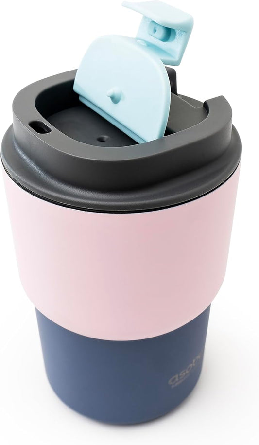 asobu Ultimate Stainless Steel Ceramic Inner Coating Coffee Mug with Double Walled Copper Lining Insulation, 12 Ounces (Pink)