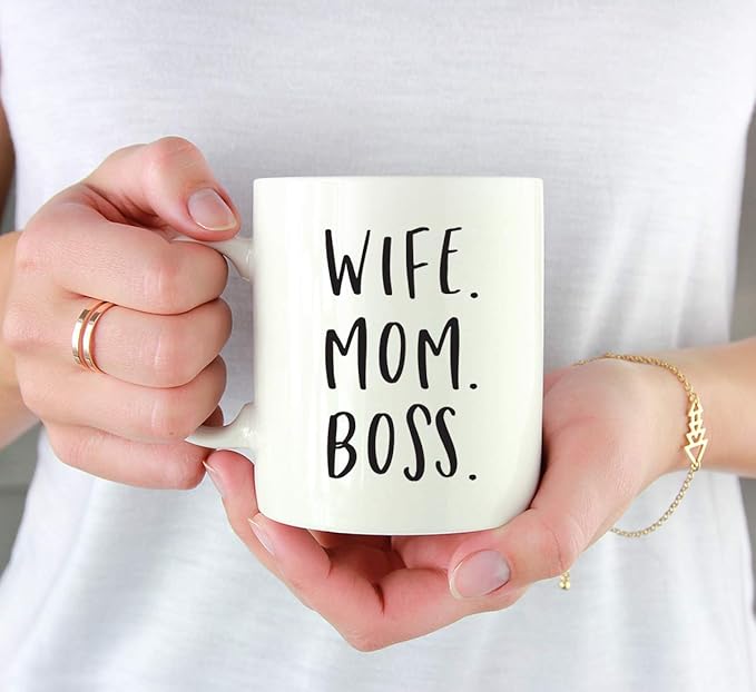 Andaz Press Mother's Day 11oz. Ceramic Coffee Tea Mug Gift for Mom, Wife. Mom. Boss, 1-Pack
