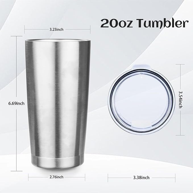 StarSpeed 20oz Tumbler Bulk with Lid, Stainless Steel Insulated Tumblers Double Wall Vacuum Insulated Travel Mug, Powder Coated Coffee Cups for Hot and Cold Drinks(Silver,6)
