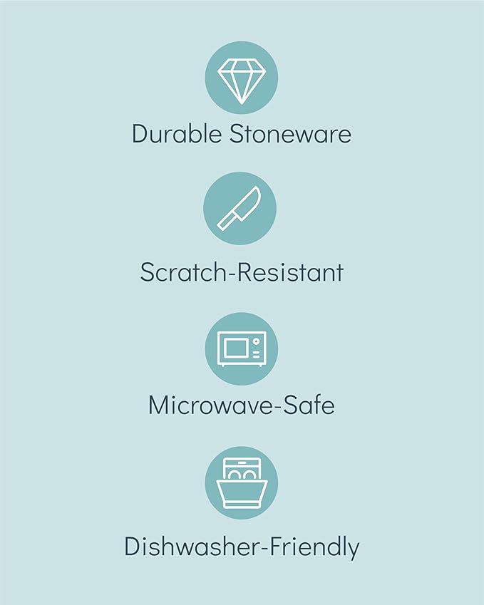 Stoneware Dinnerware Set for 8 People HYGGE 24-Piece - Elegant Scandi Design - Premium Dish Set - Bowl and Plate Set - Tableware for 8 People in a Ribbed Design - Pure Living in White