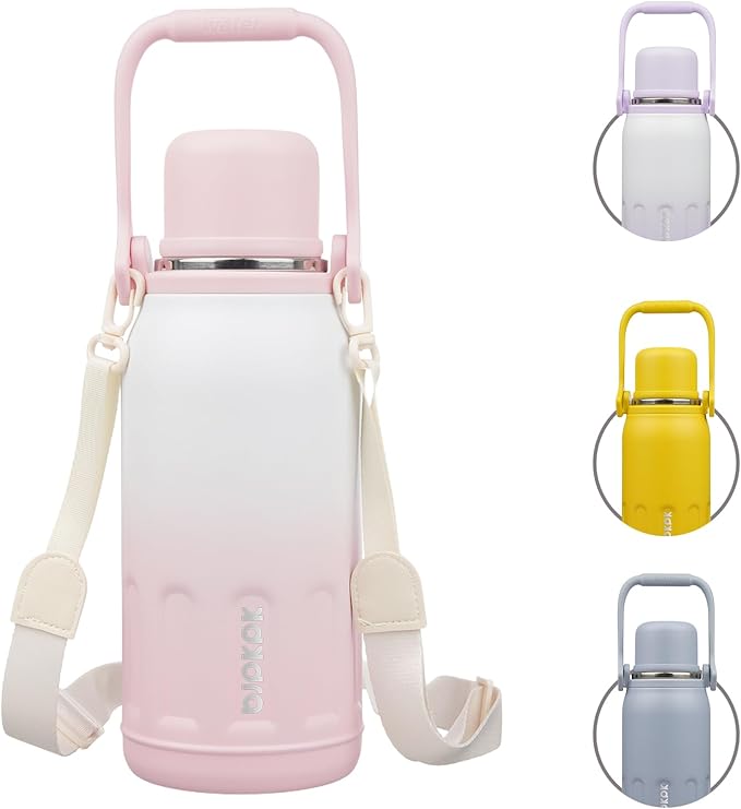 BJPKPK Insulated 40oz Thermal Water Bottle with Lid and Carry Handle Dishwasher Safe Stainless Steel Water Bottles,Pink Pearl