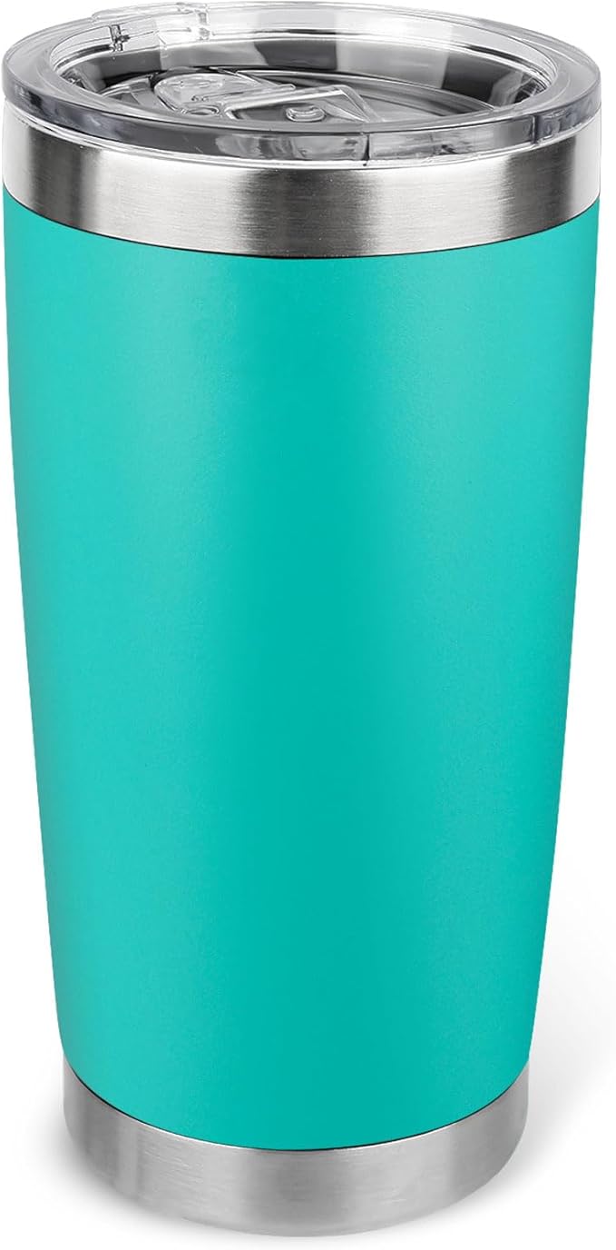 20oz Stainless Steel Tumbler with Lid, Travel Mug - Double Wall Vacuum Powder Coated Cup - Light Green, 1 Pack