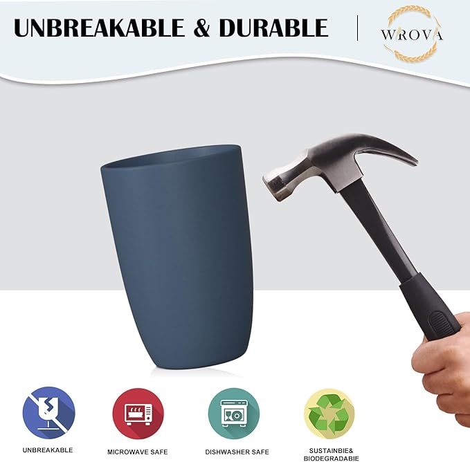 Wheat Straw Cups 8 PCS Good Alternative to Plastic Reusable Cups 20 oz Unbreakable Drinking Cup Reusable Dishwasher Safe Water Plastic Glasses Colorful Series