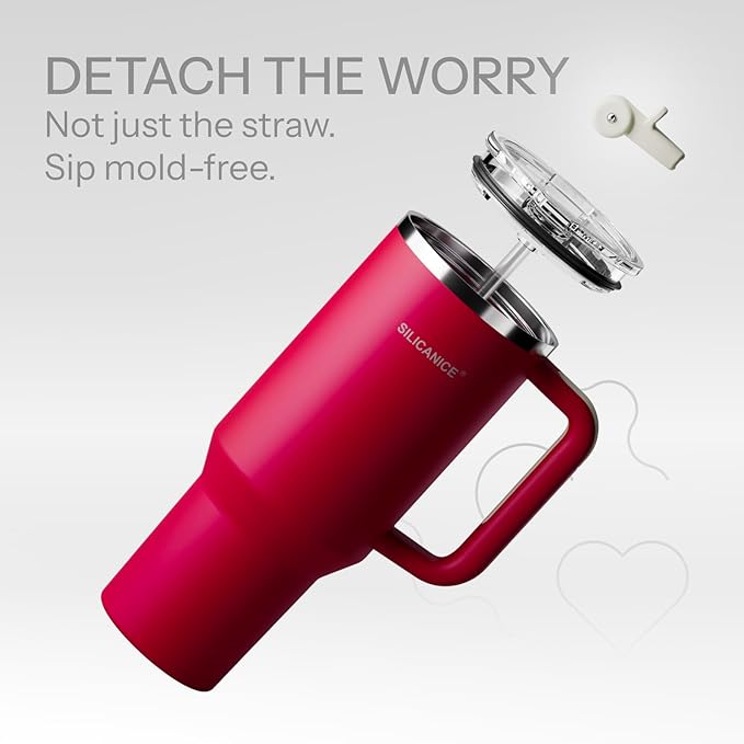 Easy Clean Pro Tumbler - 40 oz Water Bottle with Handle Quick-Disassemble Flip Straw, Leakproof Insulated Stainless Steel, Dishwasher Safe, BPA-Free Gifts for Women & Men