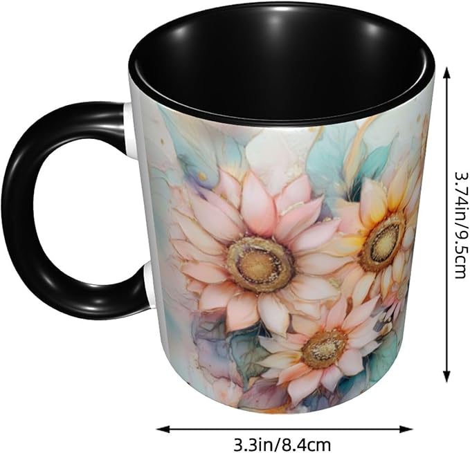 Yrebyou Sunflower Coffee Mug Funny Tea Cup Ceramic Mugs 11OZ with Handle Gifts for Women Men Home Office Decor