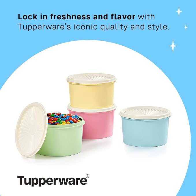 Tupperware Heritage Collection 8 Piece Food Storage Canister Set in Vintage Colors, Dishwasher Safe and BPA Free (4 Containers, 4 Lids)
