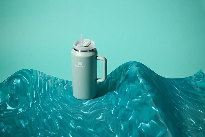 STANLEY Quencher H2.0 Tumbler with Handle & Straw 64 oz | Flowstate 3-Position Lid | Large Capacity for Travel & Sports | Insulated Stainless Steel Cup | BPA-Free | Seafoam