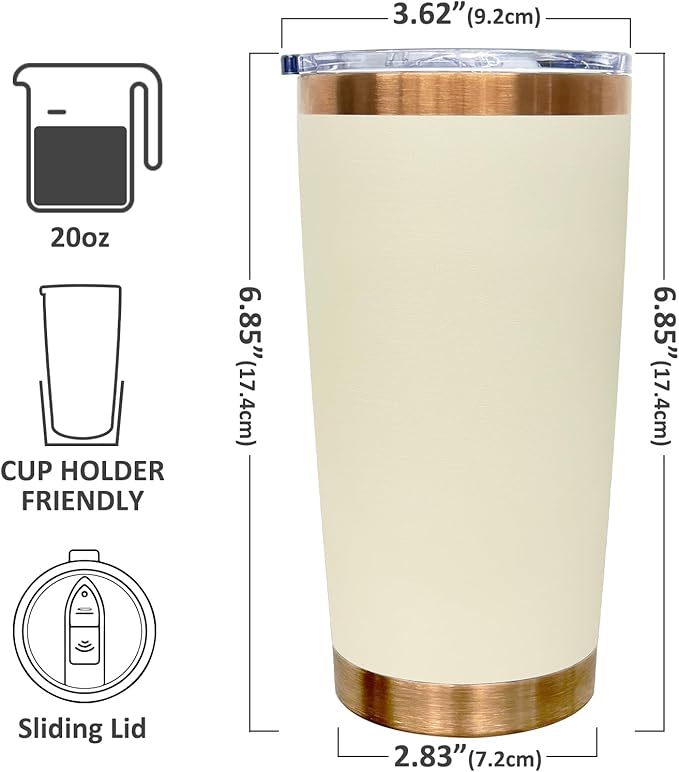 20 oz Tumbler Bulk 12 Pack Stainless Steel Tumbler with Lid and Straw, Double Wall Vacuum Insulated Travel Coffee Mug for Laser Engrave, Powder Coated Cup for Hot and Cold Drinks (Cream,12 pack)