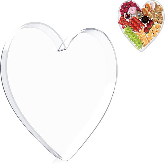 13.8" Acrylic Heart Shaped Charcuterie Board, Heart Plates for Dessert Appetizer Display, Love Serving Tray for Valentines Day Birthday Anniversaries Table Decorations Supplies