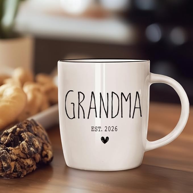 Promoted to Grandmother 2026 Mug, Grandma Ceramic Cup, Grandmas Gift Mugs, New Baby Reveal for Grandma, Pregnancy Announcement for Grandmother Mug, Grandparent Announcement Gifts, New Grandparent 13Oz