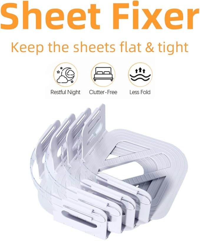 Bed Sheet Holders for Corners,Sheet Locks Keep Sheets Firm & Tight,Easy-to-Install Heavy Duty Sheet Holders Keep The Sheets No More Loose Again & Suitable for Any Type Mattress（4PCS）