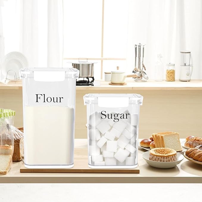 Set Of 2 Large Food Storage Jars 6L&4L - Airtight Containers with Lids,Flour Sugar Storage Containers with Free Spoon-Kitchen Canisters for Sugar,Flour,Coffee,Pantry Organization Bin Keeper
