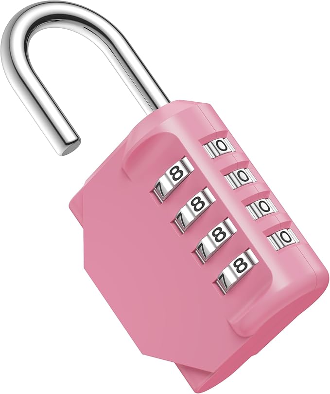Puroma Combination Lock 4 Digit Waterproof Locker Locks Secure Outdoor Padlock for Gym Lockers, Toolboxes, Gates, Fences, Storage, Sports Locker, Cabinets (Rose Pink)