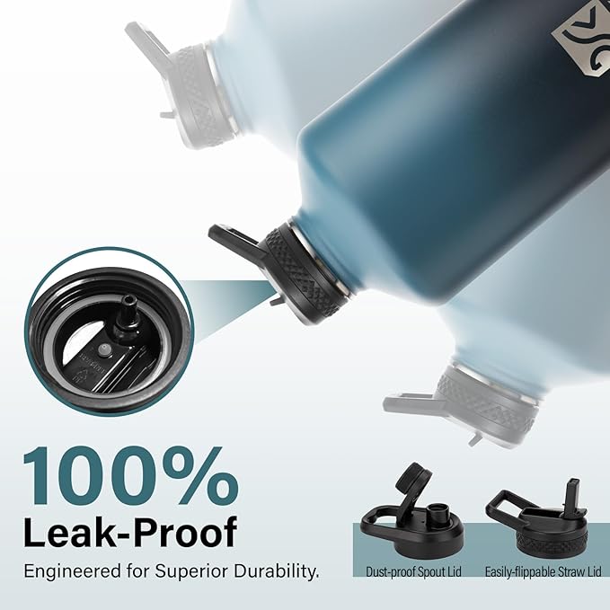 1 Gallon Insulated Water Bottle | Upgraded Thickened Stainless Steel Metal Portable Sports Large Water Jug for Gym and Hiking with Carrier Bag, Handle Strap | BPA-Free 128 oz