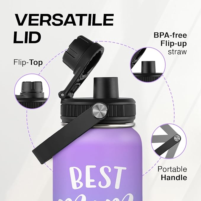 Best Mom Ever Water Bottle 32oz Stainless Steel Insulated Water Bottles - Gifts for Moms from Son Daughter - Mothers Gifts for Birthday Christmas