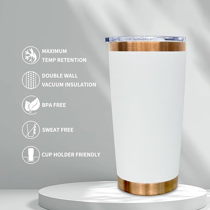 20 oz Tumbler Bulk 12 Pack Stainless Steel Tumbler with Lid and Straw, Double Wall Vacuum Insulated Travel Coffee Mug for Laser Engrave, Powder Coated Cup for Hot and Cold Drinks (White,12 pack)