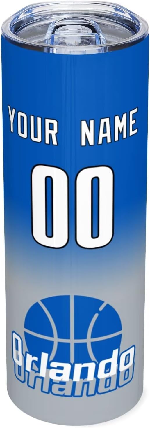 Custom Tumblers Stainless Steel Cup Personalized Basketball Insulation Travel Mug Add Your Name Number 20 oz Fans Gift for Men Women