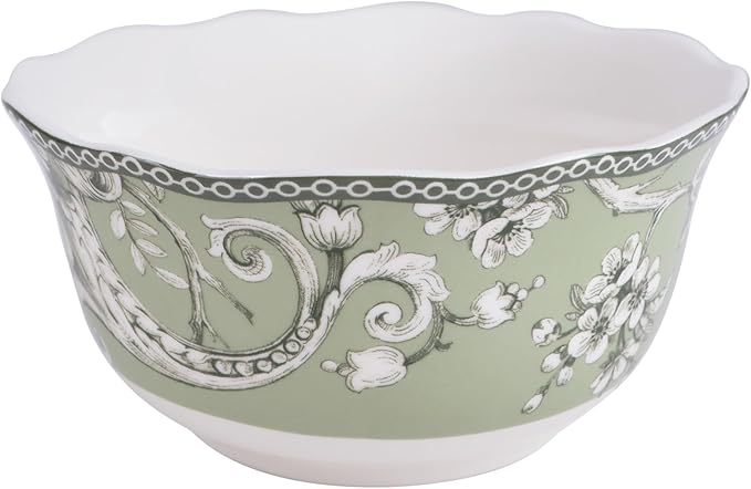 222 Fifth Adelaide Sage Porcelain 12-Piece Dinnerware Set – Service for 4, Includes Dinner Plates, Salad Plates & Cereal Bowls, Durable Porcelain, Dishwasher Safe, for Everyday Dining & Entertainment