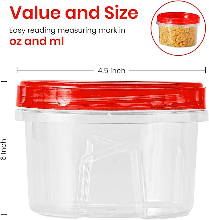 RFAQK 10 PCS Freezer Storage Containers-[10*16 OZ] Plastic Food Storage Containers with Twist Top Lids-BPA Free Leakproof Jars-Deli Container Stackable Meal Prep Reusable Box for Lunch,Soup,Oats,Gym
